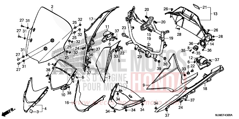OBERER WINDLAUF (VFR800XF) von VFR800X „Crossrunner“ MAT GUNPOWDER BLACK METALLIC (NH436) von 2015